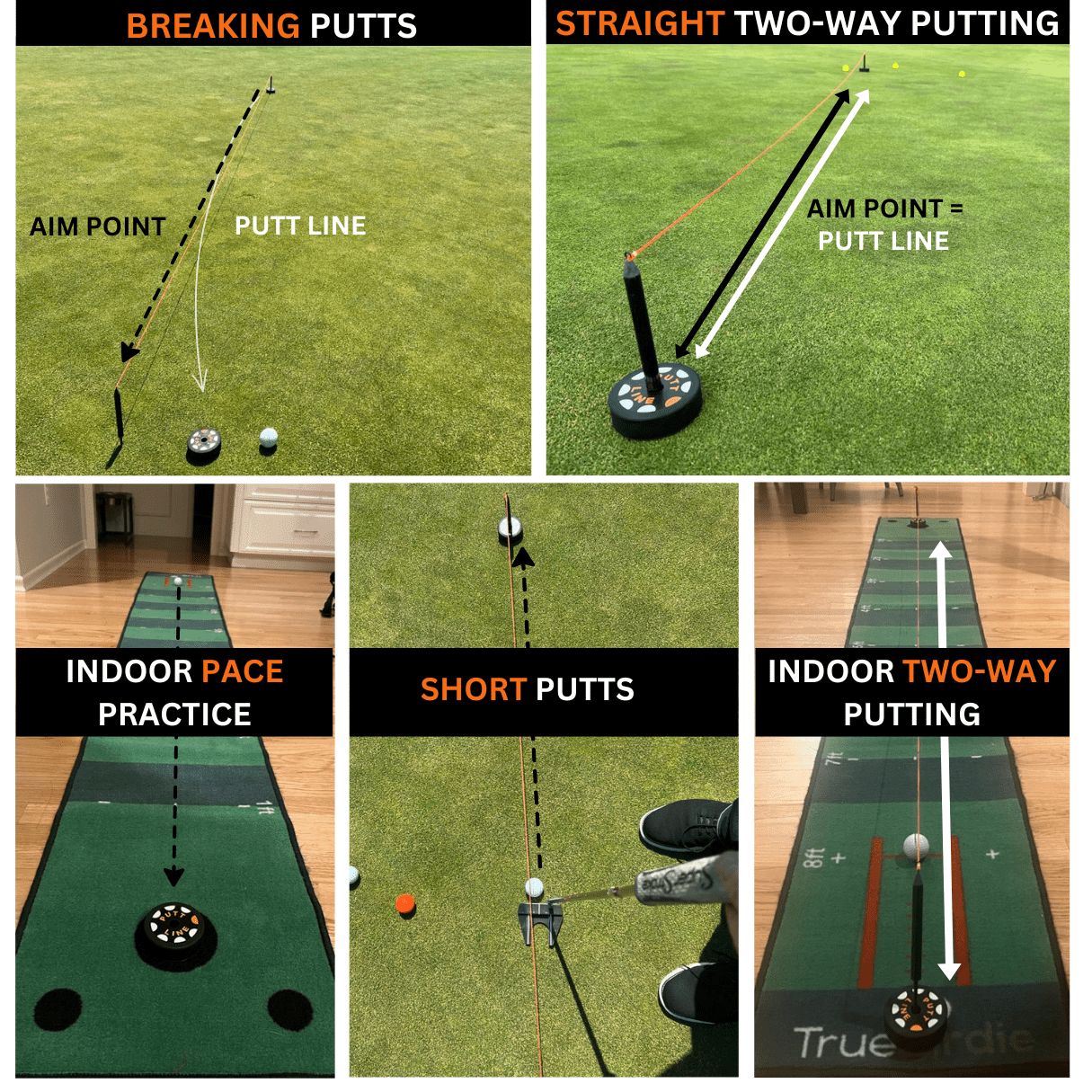 PUTT LINE TWO - WAY STRING LINE AND TARGET PUTTING TRAINING AID - Putt Line Golf